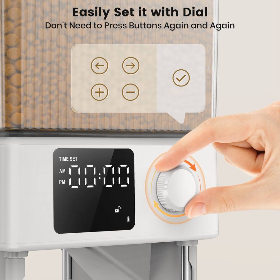 Automatic Cat Feeder for 2 Pets with Dual Bowls Smart Programmable Timer and Portion Control Dry Food Dispenser